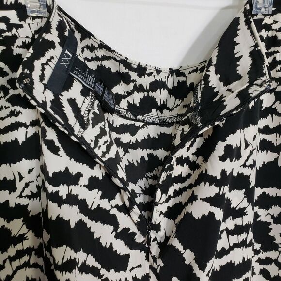 Forever 21 XXI Skirt Size Large Juniors Wrap Pleated Front Black Ivory Polyester - Picture 7 of 10